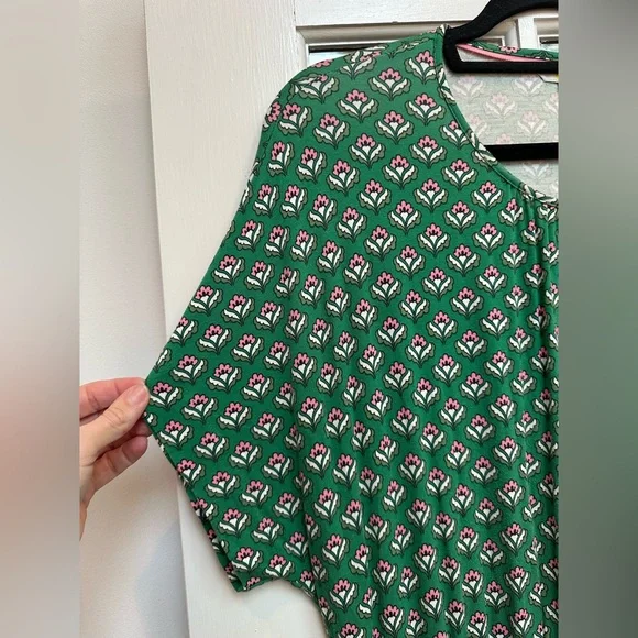 Boden Women's Chic Preppy Green Jersey Midi Stretch Dress Highland Geo Size 14 - Picture 3 of 14